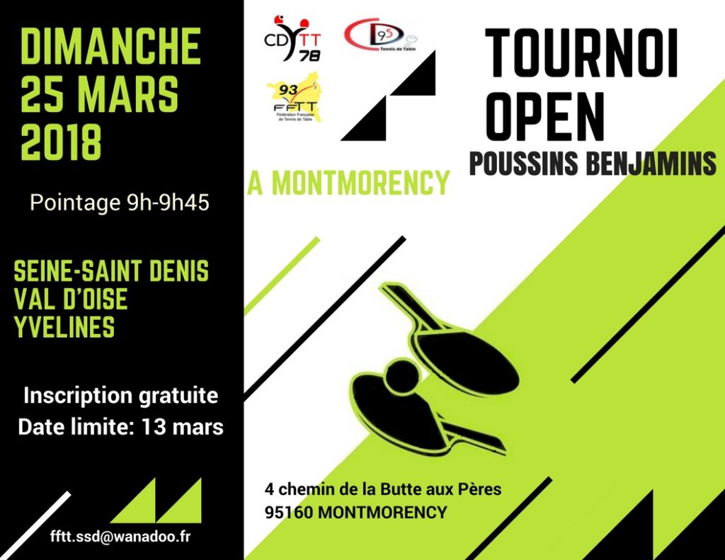 Tournoi Open des Moins de 11 Ans 2017-2018 CD78-CD93-CD95 - Affiche