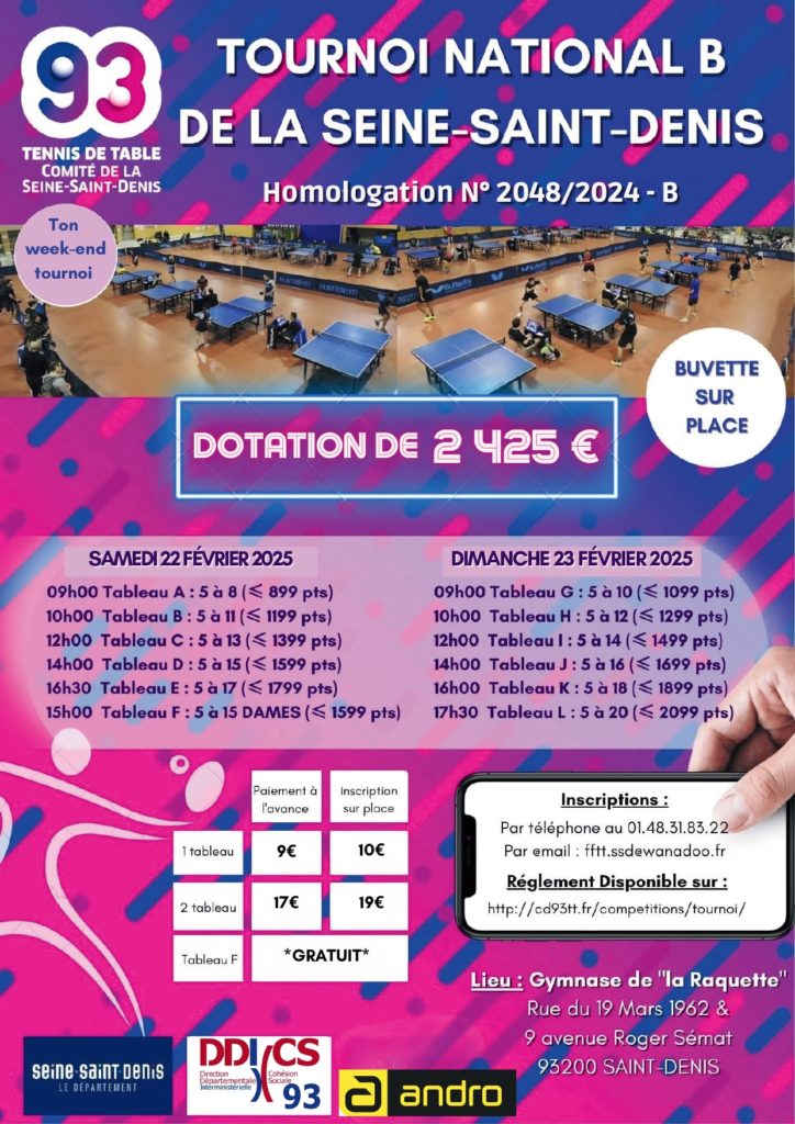 1-Affiche du Tournoi National B du CD93TT 2024-2025