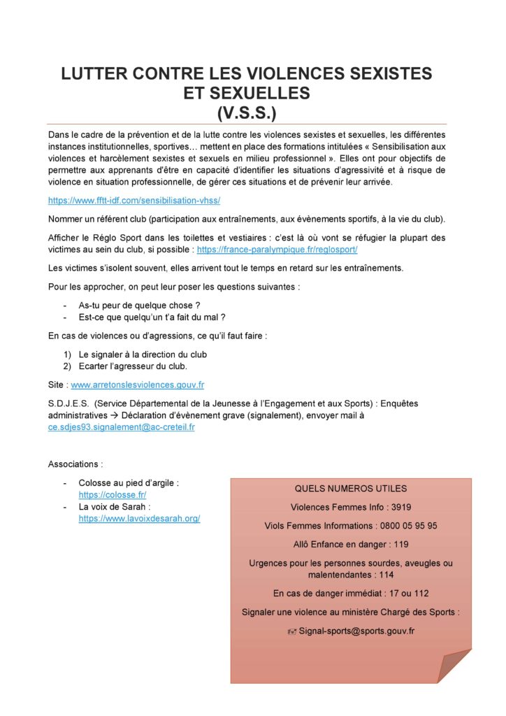 Courrier Violences Sexistes et Sexuelles